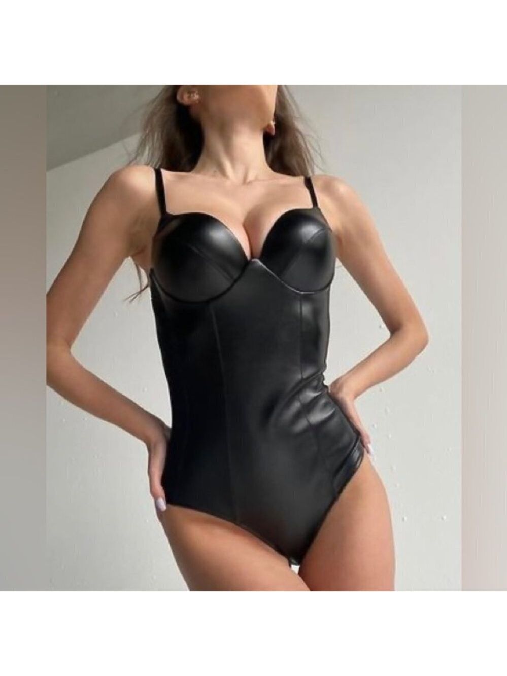 ** La Senza Black Semi Sheen Bodysuit Size Small
